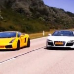 Audi R8 V10 Spyder vs Lamborghini Gallardo vs BMW S1000RR (VIDEO)