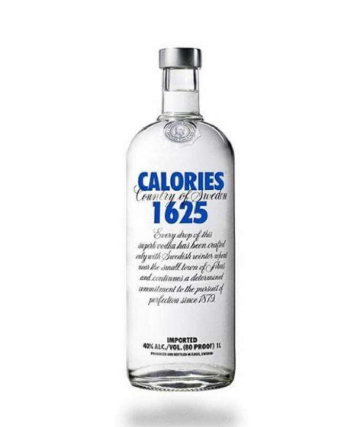 Une bouteille de vodka = 1625 calories.