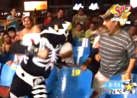 Un catcheur met une magnifique droite à un supporter (VIDEO)