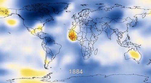Le réchauffement climatique de 1880 à 2011 en 25 secondes (VIDEO)