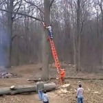 Un apprenti bûcheron coupe une branche quand… (VIDEO)